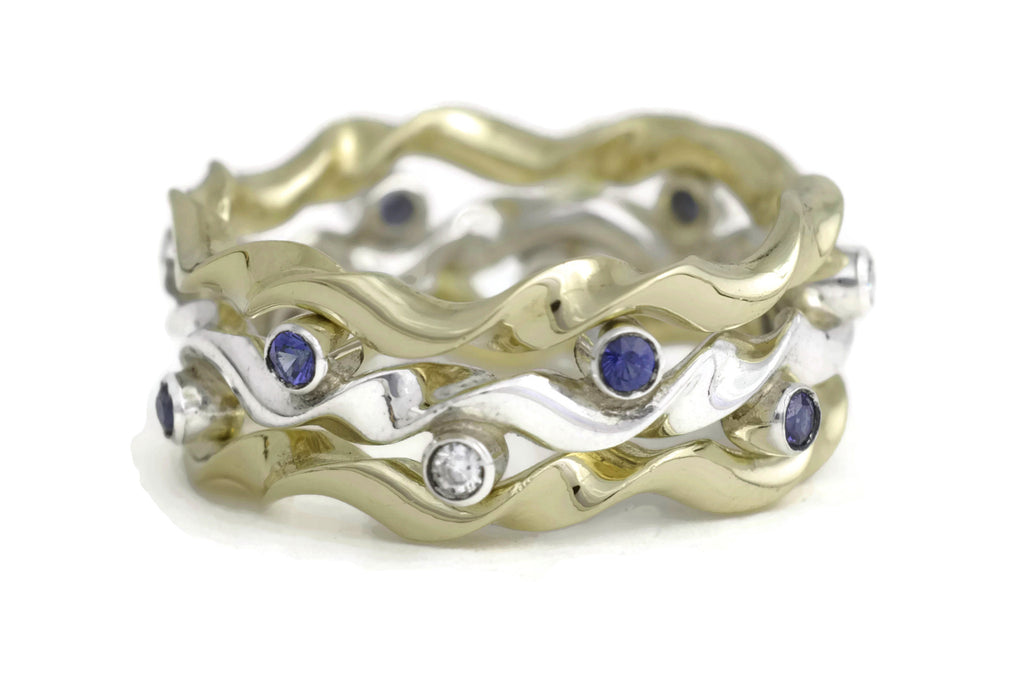 Kelp Forest Ring with Wave Ring Adornments - 18K & Silver
