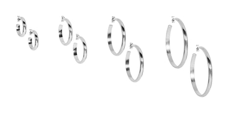 Thick Plain Silver Hoops - EH1