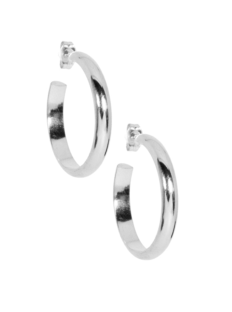 Thick Plain Silver Hoops - EH1