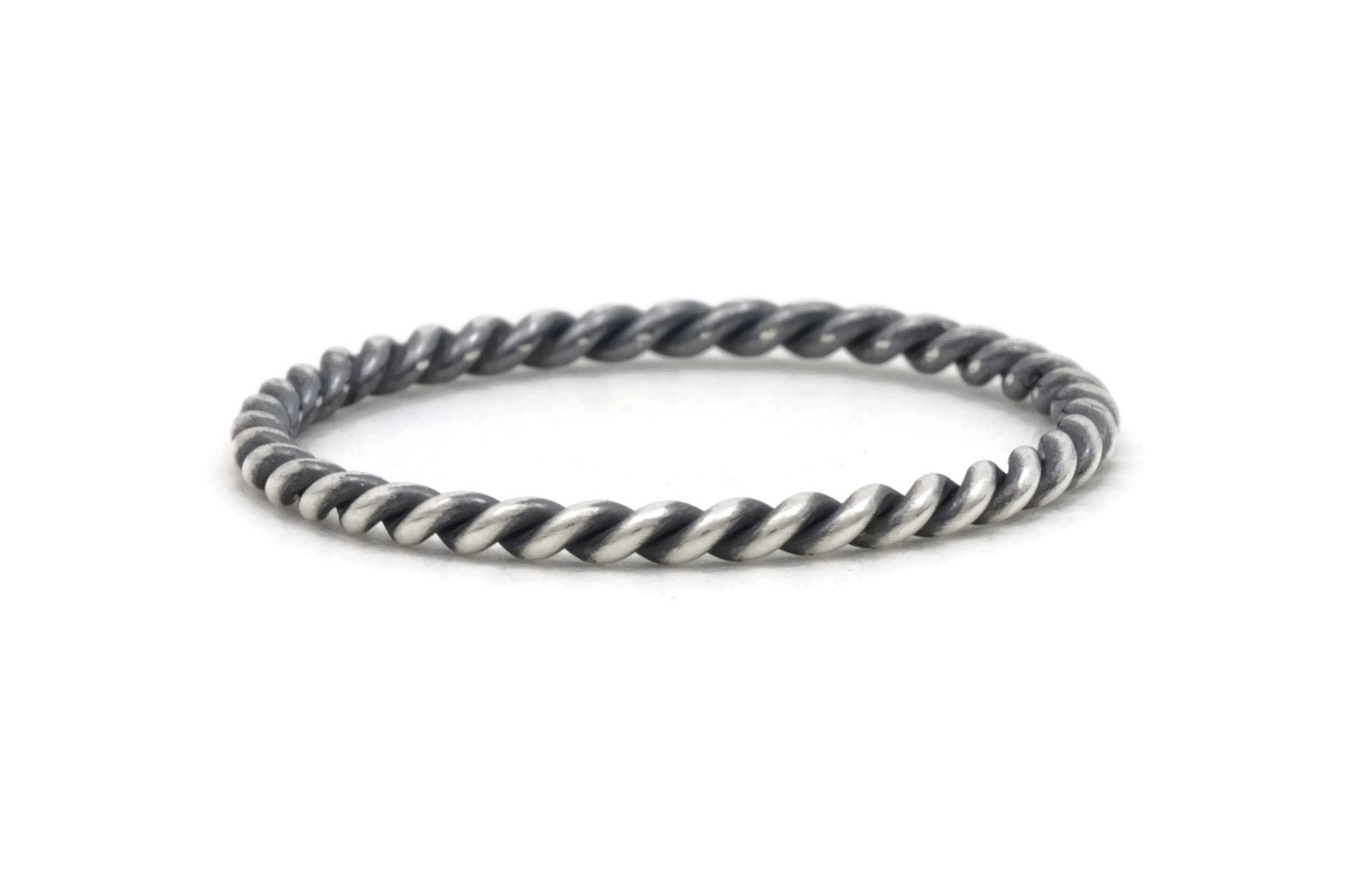 Twist Rope Rim Silver Silver Rope Twist Ring, patina - TaberStudios