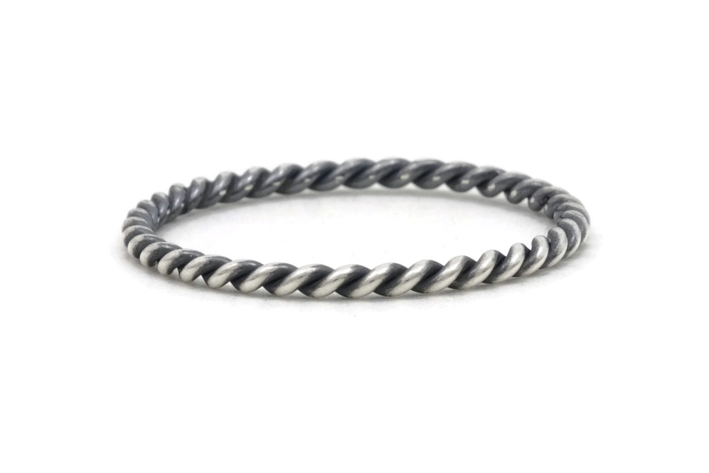 Silver Rope Twist Ring, patina