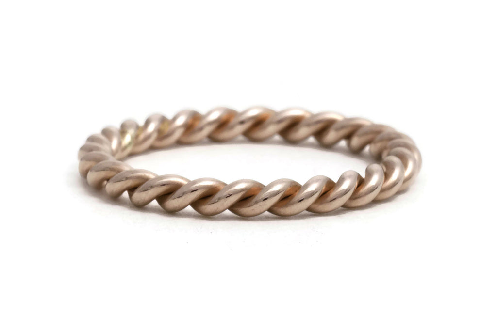 Rose Gold Rope Twist Ring, heavy weight