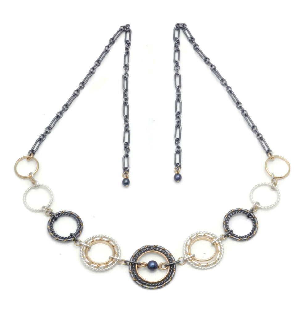 Fra Angelico Link Necklace, Mixed w/ black pearl