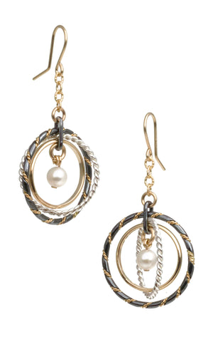 Fra Angelico Earring, mixed with white pearl - E91mW - Long