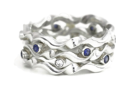 Kelp Forest Ring with Wave Ring Adornments - Silver