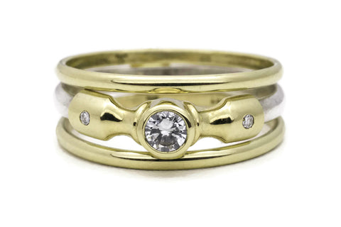 Lighthouse Ring with Gold Band Adornments - 18K & Silver