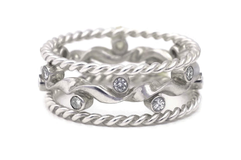 Kelp Forest Ring with Rope Twist Adornments - Silver